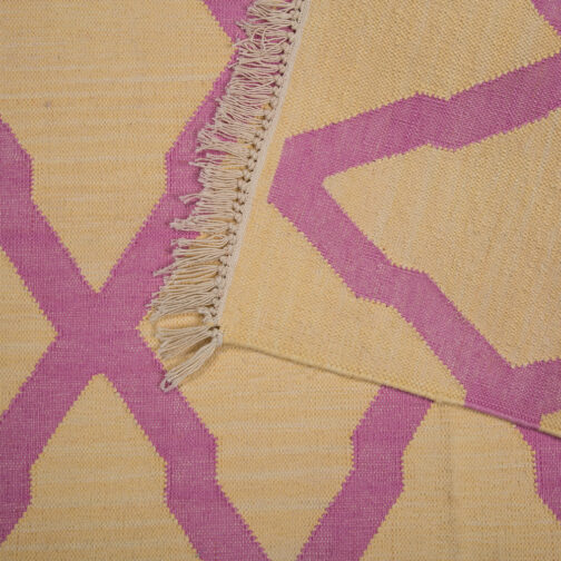Jaipuri Cotton Dhurries Hand Made Traditional Premium Design 2.5x4 Ft Gold - Image 2