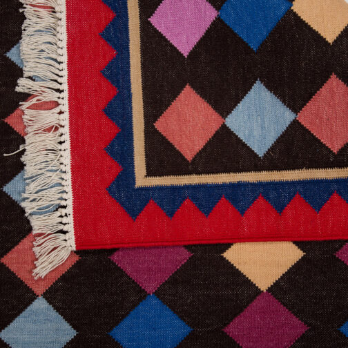 Jaipuri Cotton Kilim Dhurrie Hand Made Modern Design 2.5x6 Ft Multi Color - Image 2