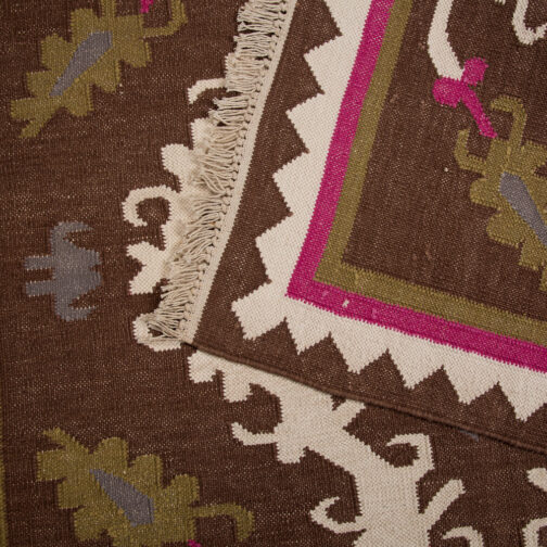 Jaipuri Kilim Cotton Dhurries Hand Made Modern 4x6 Ft Multi Color - Image 3