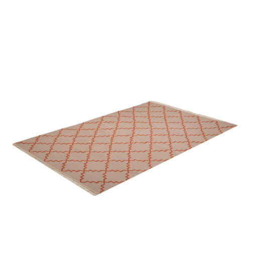 Jaipuri Cotton Dhurries Kilim Rugs Hand Made Modern 4x6 Ft Beige - Image 3