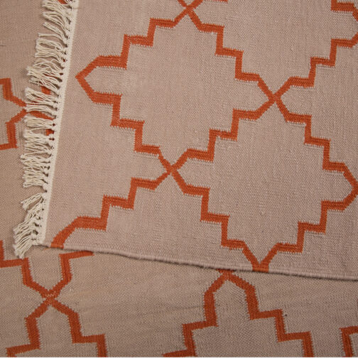 Jaipuri Cotton Dhurries Kilim Rugs Hand Made Modern 4x6 Ft Beige - Image 2