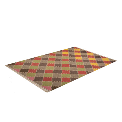 Jaipuri Cotton Kilim Dhurries Hand Made Modern Design 4x6 Ft Multi Color - Image 2