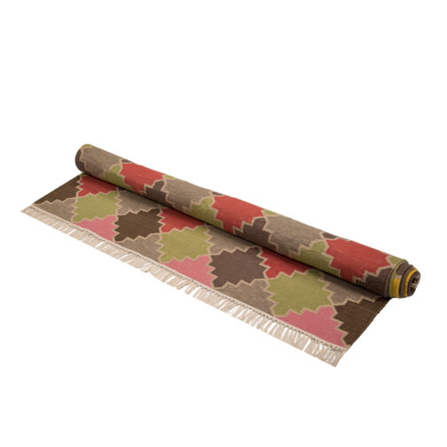 Jaipuri Cotton Kilim Dhurries Hand Made Modern Design 4x6 Ft Multi Color - Image 4