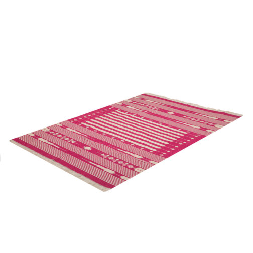 Jaipuri Cotton Dhurries Hand Made Modern Design Fancy 4x6 Ft Pink - Image 3