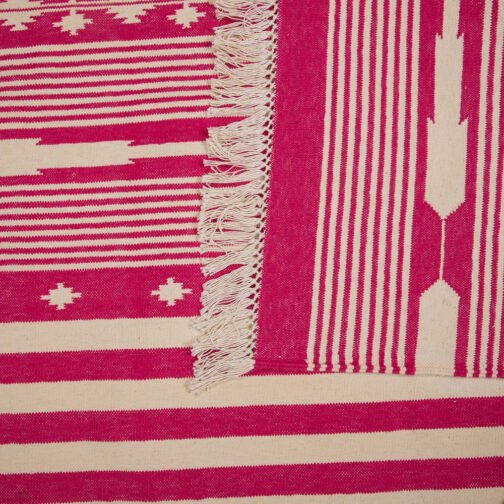 Jaipuri Cotton Dhurries Hand Made Modern Design Fancy 4x6 Ft Pink - Image 4