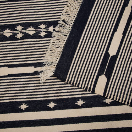Cotton Dhurries Hand Made Modern Design Fancy 4x6 Ft Black - Image 2