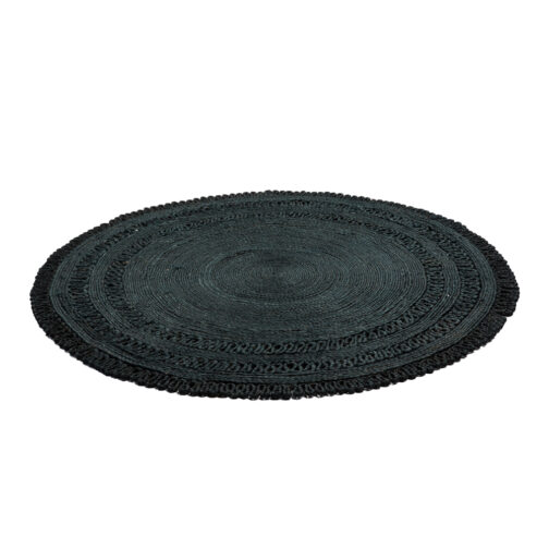 Jute Made Traditional Design Carpet  For Living Room 5x5 Ft Black Round - Image 2