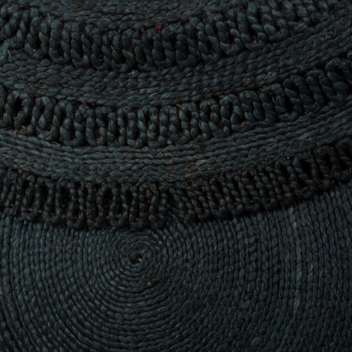 Jute Made Traditional Design Carpet  For Living Room 5x5 Ft Black Round - Image 3