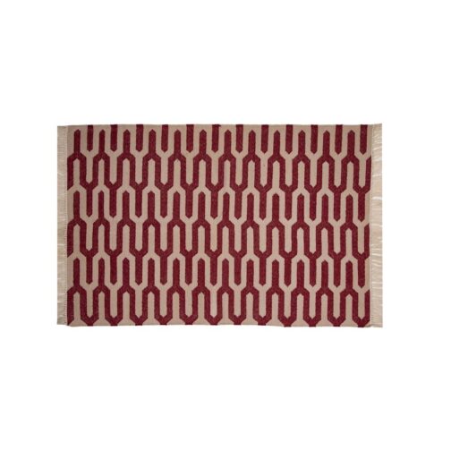 Jaipuri Cotton Kilim Dhurries Hand Made Modern Design 3x5 Ft Pink