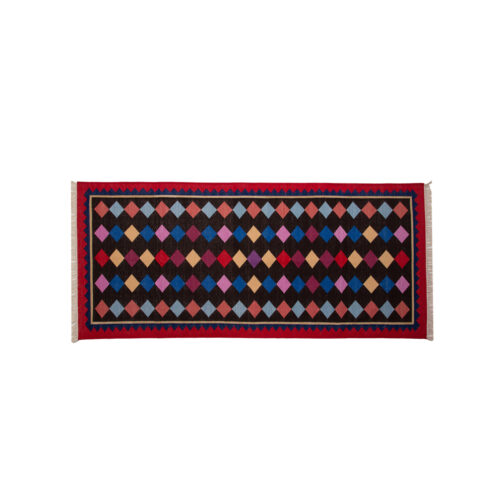 Jaipuri Cotton Kilim Dhurrie Hand Made Modern Design 2.5x6 Ft Multi Color