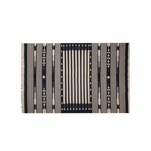 Cotton Dhurries Hand Made Modern Design Fancy 4x6 Ft Black