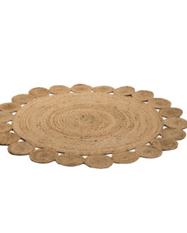 Jute Made Traditional Design Round Carpet  For Home 4×4 Ft Natural
