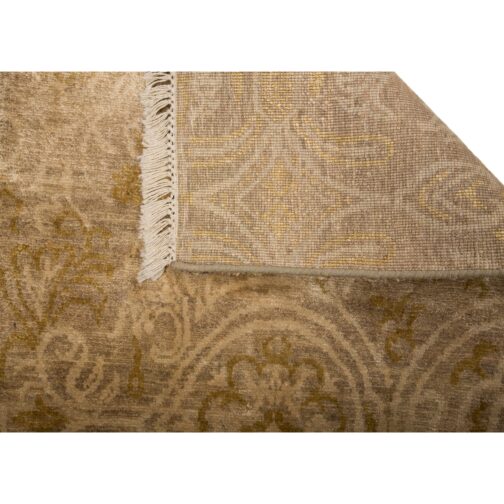 Hand Knotted Pure Silk BT Design Rugs Carpets For Living Room 2x3 Ft Gold - Image 3