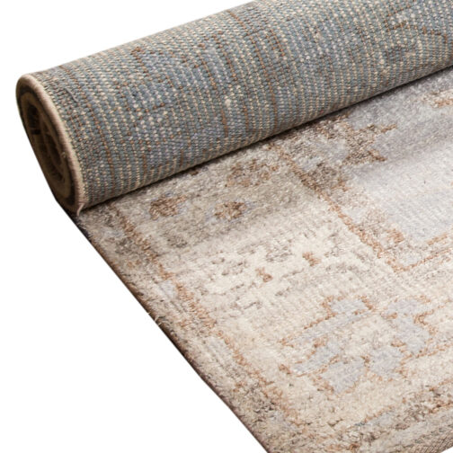 Hand Knotted Vintage Oushak Design Carpet Rugs For Home 5.6x8 Ft Lite Blue - Image 3