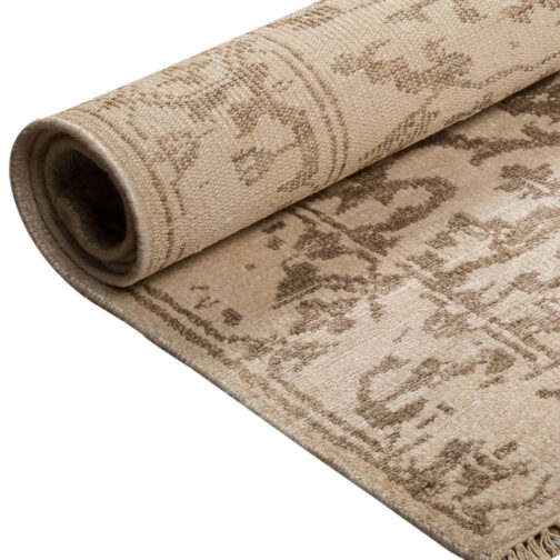 Hand Knotted Vintage Oushak Design Carpet Rugs For Home 5.6x8 Ft Cream - Image 3