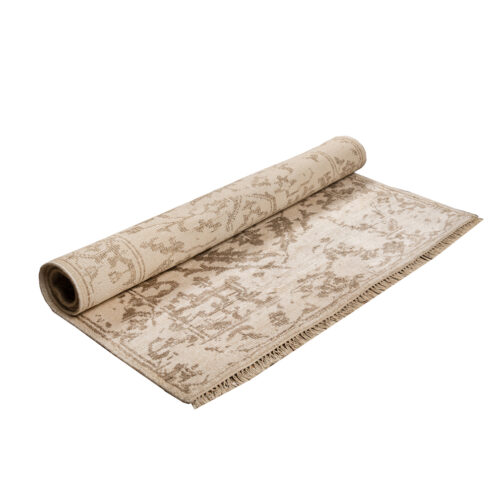 Hand Knotted Vintage Oushak Design Carpet Rugs For Home 5.6x8 Ft Cream - Image 4