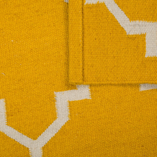 Kilim Wool and Cotton Durries Hand Made Carpet Rugs For Living Room 2x3 Ft Yellow - Image 2
