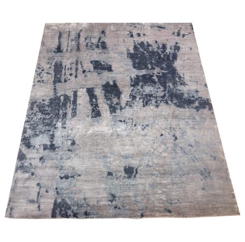 Hand Knotted Bamboo Silk Modern Carpet Rugs For Home 8x10 Ft Black and Grey - Image 2