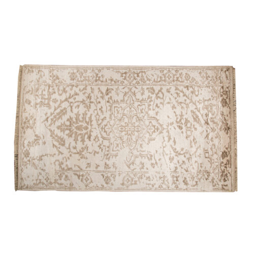 Hand Knotted Vintage Oushak Design Carpet Rugs For Home 5.6x8 Ft Cream