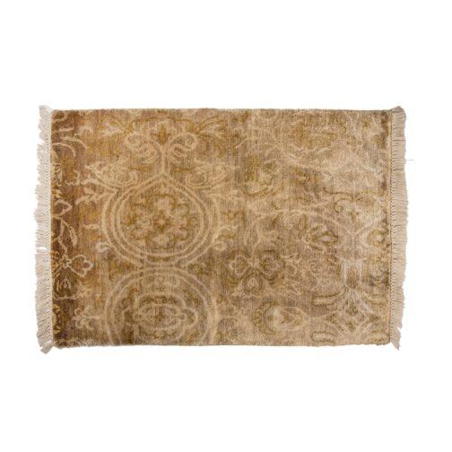 Hand Knotted Pure Silk BT Design Rugs Carpets For Living Room 2x3 Ft Gold