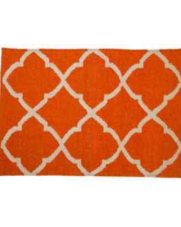 Kilim Wool and Cotton Durries Hand Made Carpet Rugs For Living Room 2×3 Ft Orange