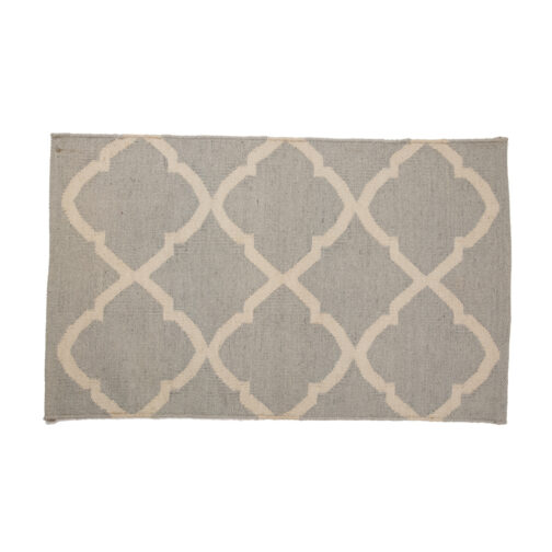 Kilim Wool and Cotton Durries Hand Made Carpet Rugs For Home 2x3 Ft Grey
