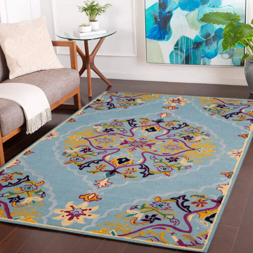 Handmade Tufted Rugs, Premium Quality Floral Wool Rug for Living Room CT03 - Image 4