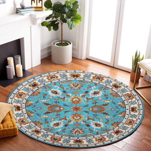 Handmade Tufted Rugs, Premium Quality Round Floral Wool Rug for Living Room RR65 - Image 2