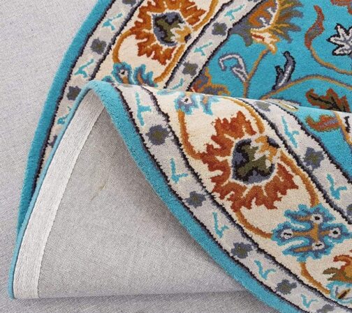 Handmade Tufted Rugs, Premium Quality Round Floral Wool Rug for Living Room RR65 - Image 3