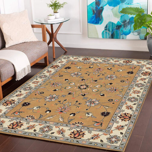 Handmade Tufted Rugs, Premium Quality Floral Wool Rug for Living Room CF04 - Image 4