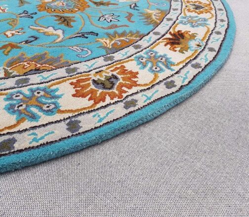 Handmade Tufted Rugs, Premium Quality Round Floral Wool Rug for Living Room RR65 - Image 4