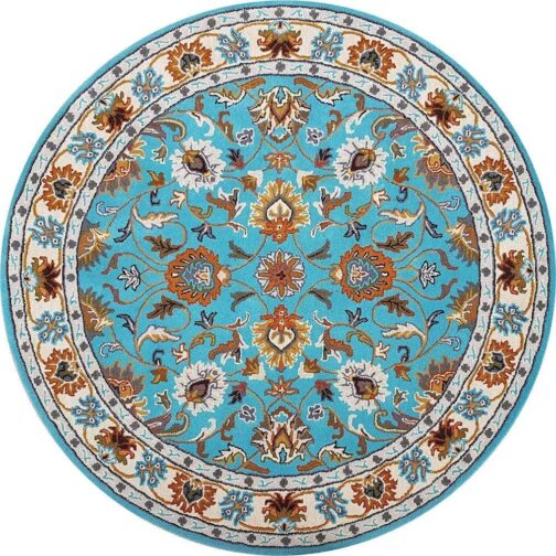 Handmade Tufted Rugs, Premium Quality Round Floral Wool Rug for Living Room RR65