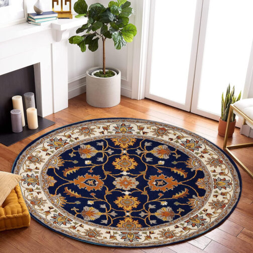 Handmade Tufted Rugs, Premium Quality Round Floral Wool Rug for Living Room RR67 - Image 2
