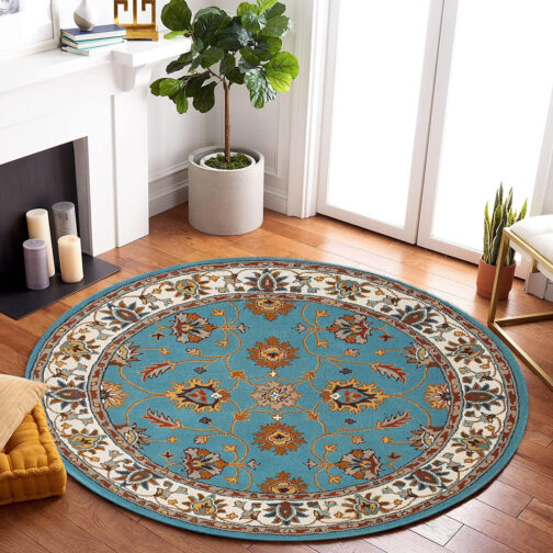 Handmade Tufted Rugs, Premium Quality Round Floral Wool Rug for Living Room RR69 - Image 2