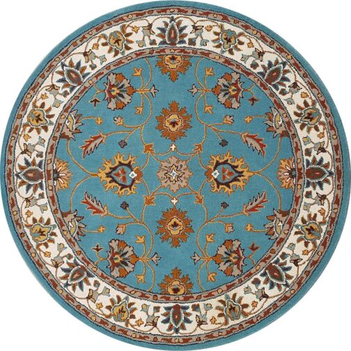 Handmade Tufted Rugs, Premium Quality Round Floral Wool Rug for Living Room RR69