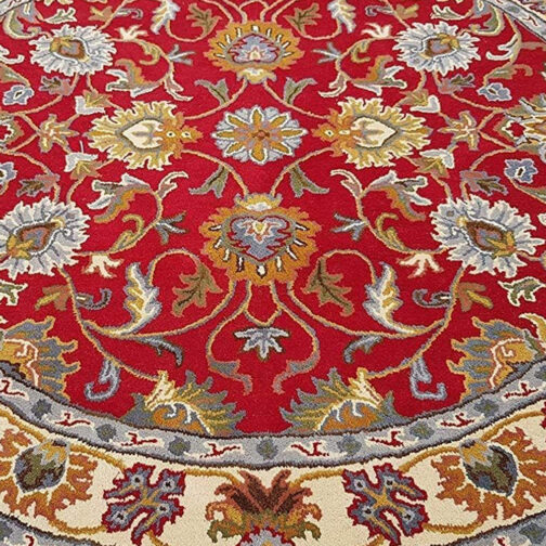 Handmade Tufted Rugs, Premium Quality Round Floral Wool Rug for Living Room RR72 - Image 4