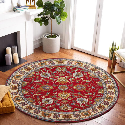 Handmade Tufted Rugs, Premium Quality Round Floral Wool Rug for Living Room RR72 - Image 2