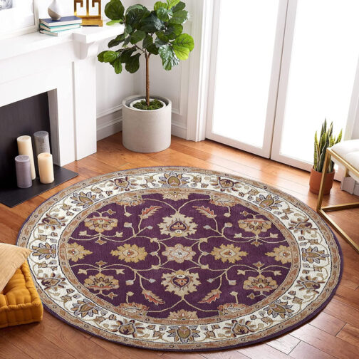 Handmade Tufted Rugs, Premium Quality Round Floral Wool Rug for Living Room RR71 - Image 2