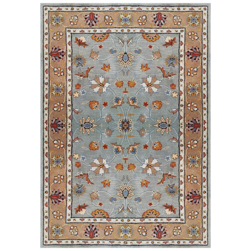 Handmade Tufted Rugs, Premium Quality Floral Wool Rug for Living Room CF06