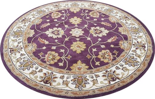 Handmade Tufted Rugs, Premium Quality Round Floral Wool Rug for Living Room RR71 - Image 4