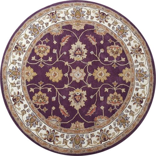 Handmade Tufted Rugs, Premium Quality Round Floral Wool Rug for Living Room RR71