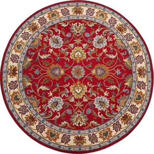 Handmade Tufted Rugs, Premium Quality Round Floral Wool Rug for Living Room RR72