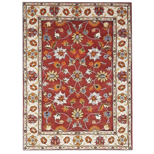 Handmade Tufted Rugs, Premium Quality Floral Wool Rug for Living Room CF08