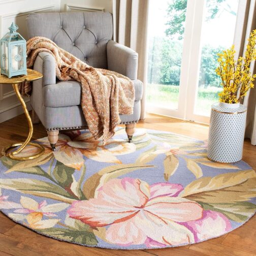 Handmade Tufted Rugs, Premium Quality Round Wool Rug for Living Room RR07