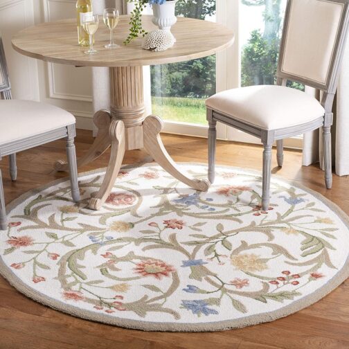 Handmade Tufted Rugs, Premium Quality Round Wool Rug for Living Room RR08