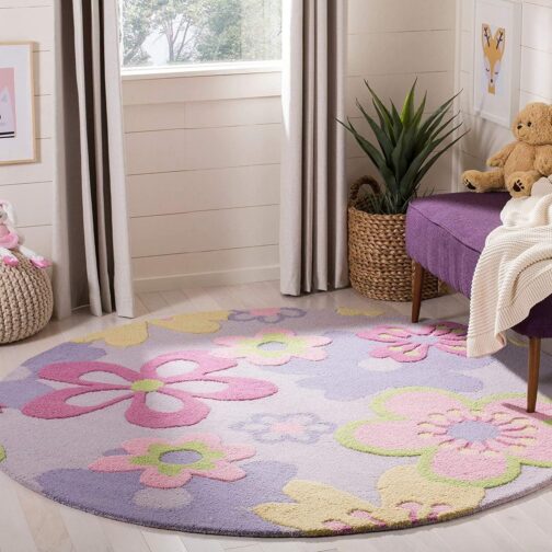 Handmade Tufted Rugs, Premium Quality Round Wool Rug for Living Room RR09