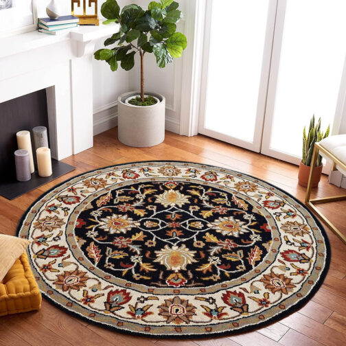 Handmade Tufted Rugs, Premium Quality Round Floral Wool Rug for Living Room RR73 - Image 4
