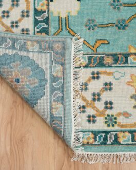 Contemporary Oushak Rug, Hand Knotted Vintage Turkish Colorful Floral Rug COR-04