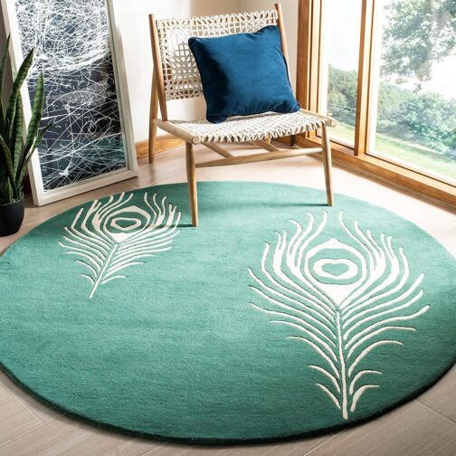 Handmade Tufted Rugs, Premium Quality Round Wool Rug for Living Room RR58