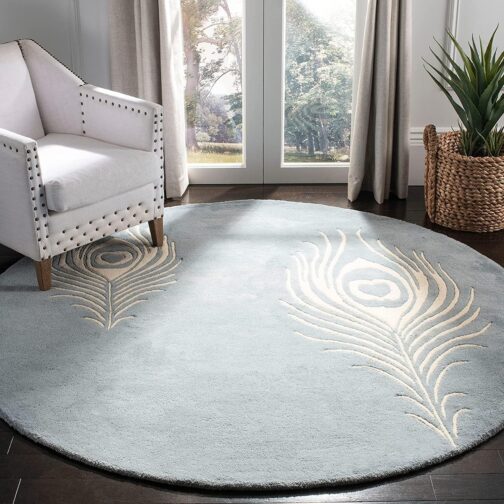 Handmade Tufted Rugs, Premium Quality Round Wool Rug for Living Room RR60